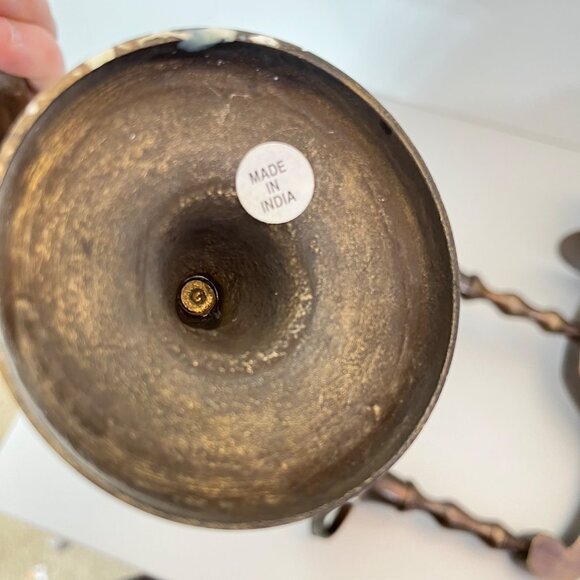 Vintage Brass Wall-Mounted Candle Holders Made In India Ornate Design Rustic Dec - Picture 2 of 4